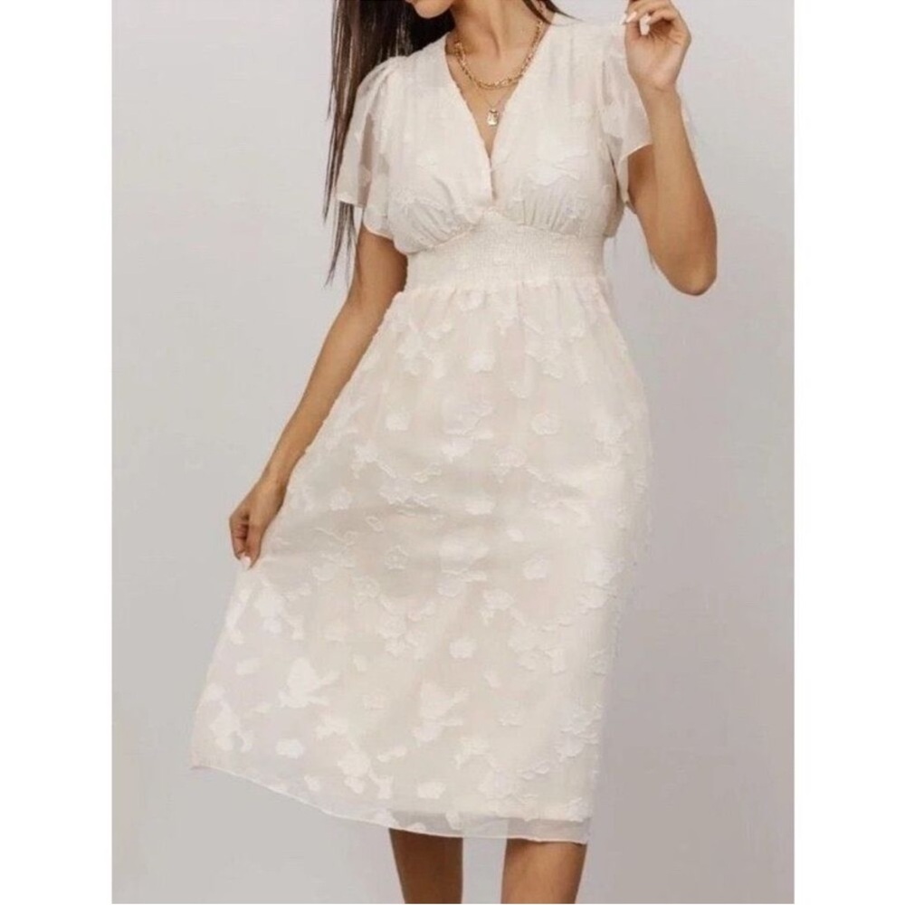 Baltic Born June Smocked Midi Dress-Cream Floral